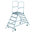 Günzburger Podestleiter 51205 beidseitig begehbar, Stufen aus Stahl-Gitterrost, Podesthöhe 1,20m
